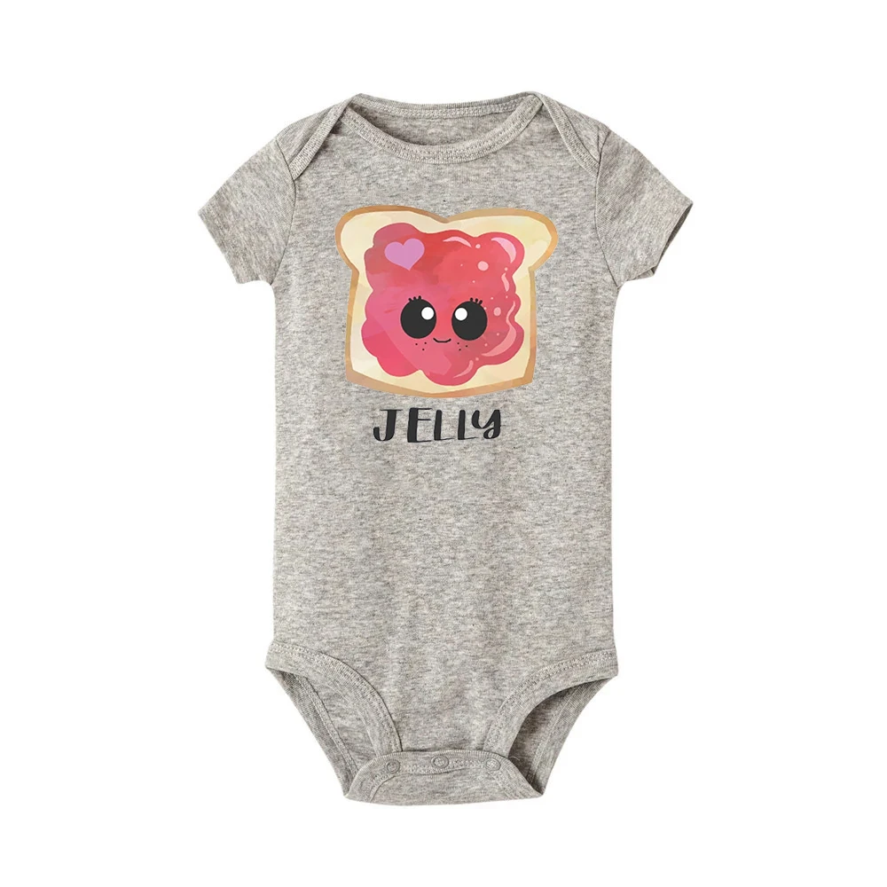 Pelele de gelatina de mantequilla de maní para niñas, mono de manga corta de verano, cosas neutrales de género, ropa infantil divertida para mejores amigos - imagen 3