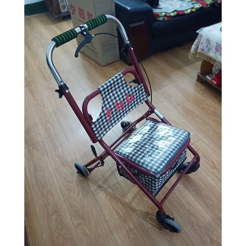 Carro de compras plegable con asiento para mayores, ruedas suaves - imagen 2