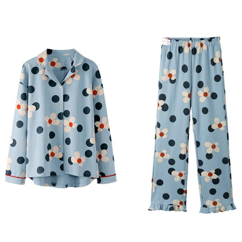 Pijama maternity algodón flores manga larga para amamantar - imagen 4