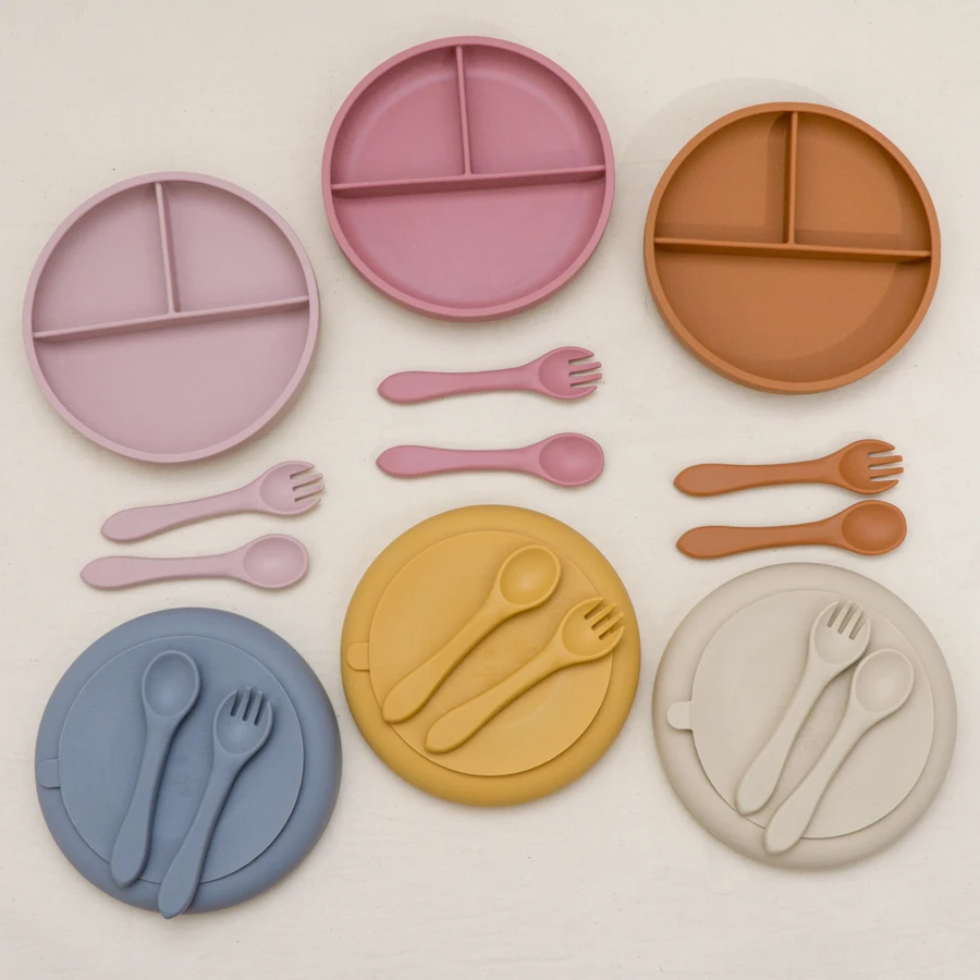 Tazón de alimentación de silicona para bebé, 3 compartimentos, BPA, regalo para Baby Shower, juego de cuencos de comida para niños, envío directo, 100% - imagen 2