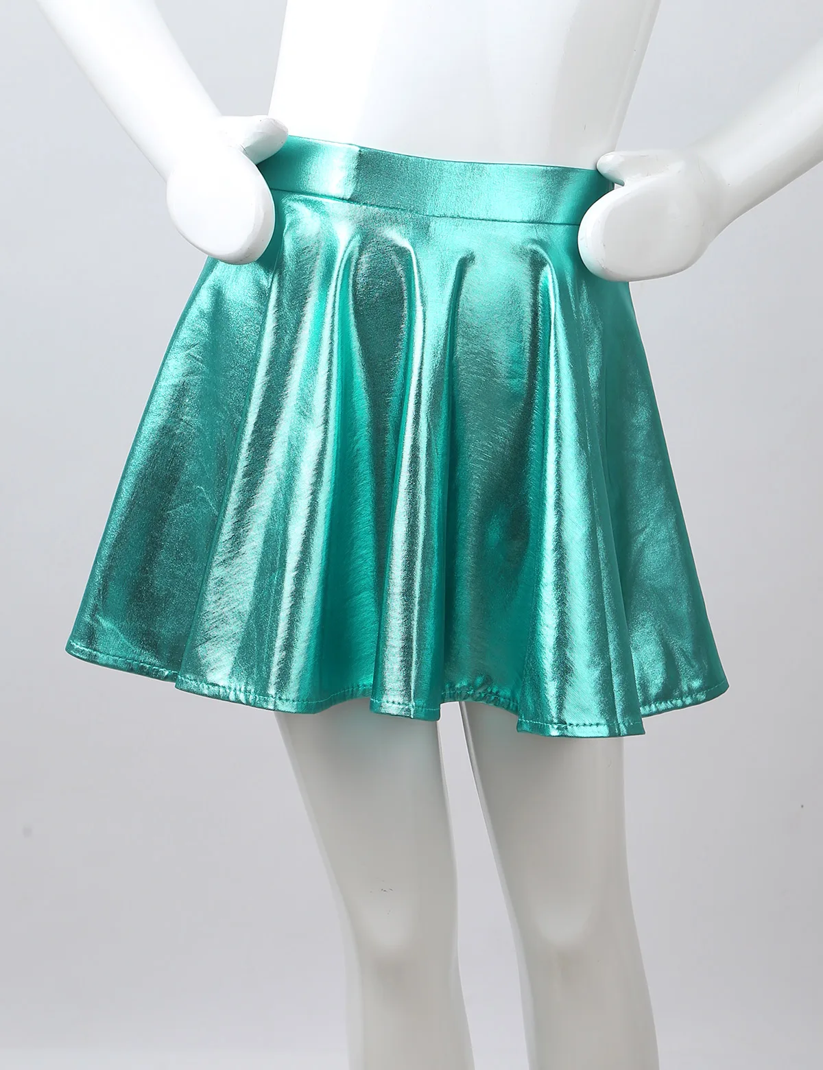 Minifalda plisada brillante metalizada para niña – Cintura elástica