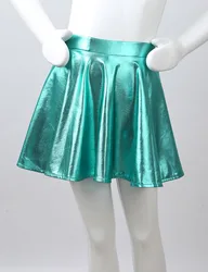 Minifalda plisada brillante metalizada para niña – Cintura elástica