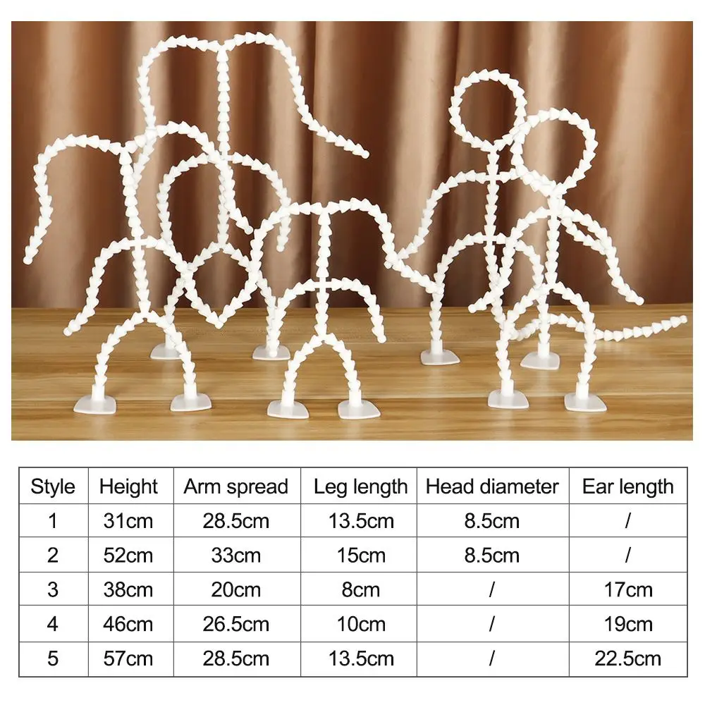 Marco de muñeca de algodón flexible, soporte de Pie Articulado, esqueleto articulado, juguetes de animales de peluche, accesorios para muñecas, zorro, conejo, oso - imagen 5