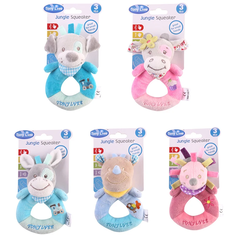 Sonajero de mano para bebé en peluche suave con forma animal - imagen 4