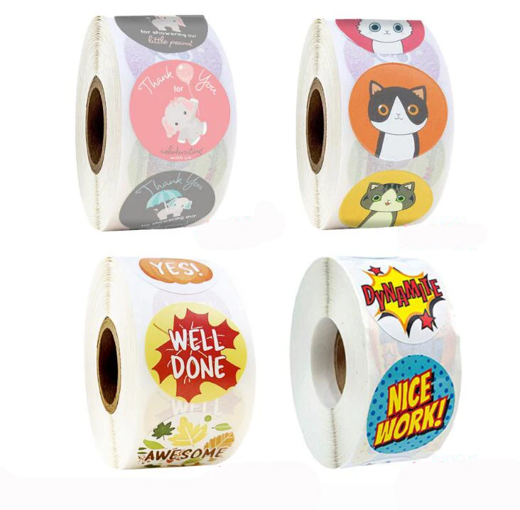 500 uds/rollo de pegatinas de recompensa, pegatinas de estímulo para niños, pegatinas motivacionales con animales lindos para estudiantes y profesores GYH - imagen 5