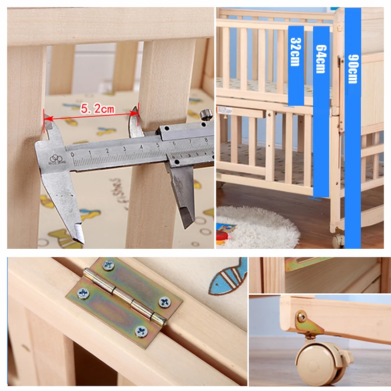 Cuna evolutiva de madera convertible con estante - imagen 3