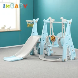 IMBABY Columpio con Tobogán y Juego de Baloncesto para Bebés