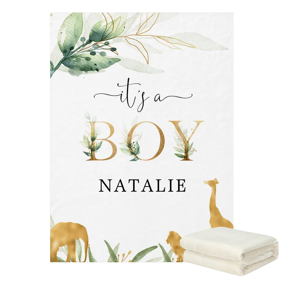 LVYZIHO-Manta de forro polar de franela con nombre personalizado para bebé, niño y niña, animales y flores, 30x40 / 48x60 / 60x80 pulgadas - imagen 2