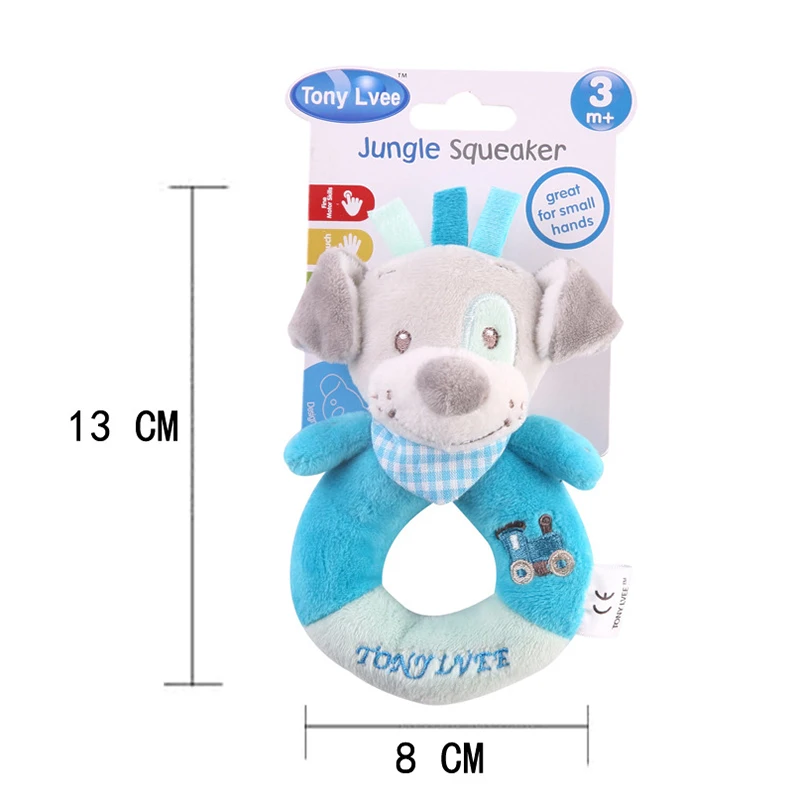 Sonajero de mano para bebé en peluche suave con forma animal - imagen 2