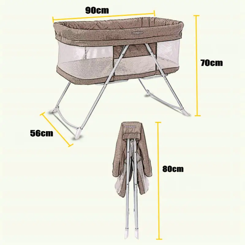 Cuna portátil para bebé recién nacido con bolsa de puerto y mosquitera, cuna de viaje plegable para bebé, Moisés Simple de 4 ruedas - imagen 3