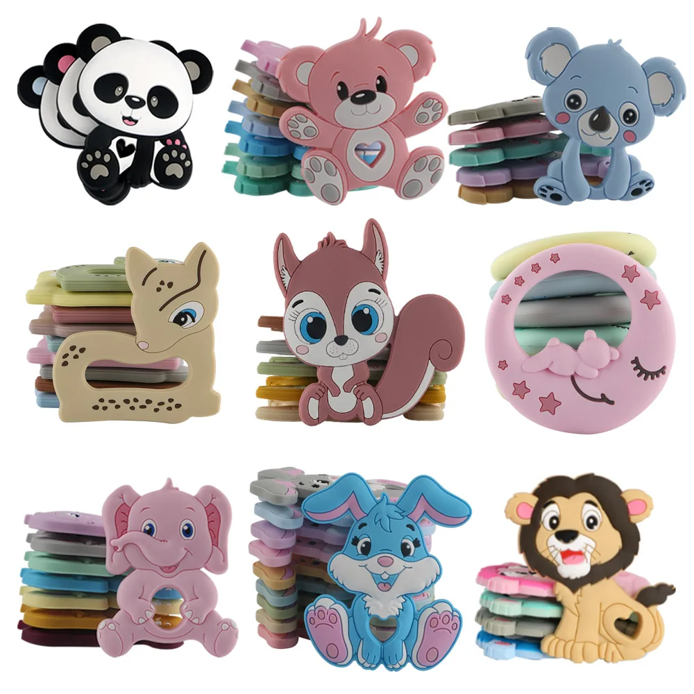 Colgantes de animales de dibujos animados de silicona para fabricación de joyas, pulsera DIY a granel, pendientes, accesorios personalizados, 1 ud.