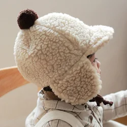 Gorro de piel de peluche para niños y niñas, gorros cálidos para bebés, cubierta para la oreja