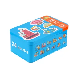 Puzzle Montessori de madera: tarjetas animales y transportes para bebés