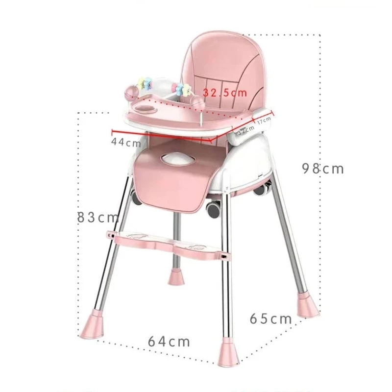 Silla de comedor para bebé, silla de alimentación portátil plegable para niños, asientos elevadores para niños pequeños, silla de mesa para bebé con rueda para 0-6 años - imagen 5
