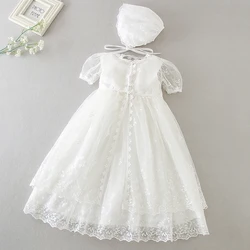 Vestido de encaje blanco para niña, vestido de bautismo para bebé de 0 a 24 meses, para fiesta de cumpleaños infantil, boda, princesa