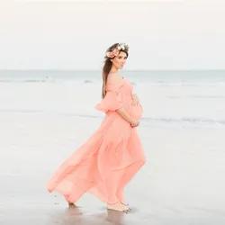 Vestido maxi de volantes para sesiones de fotos de embarazo