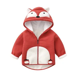 Abrigo grueso con capucha para bebé, niño y niña, chaqueta cálida de manga larga con diseño de animales de dibujos animados, forro Polar, Primavera, Otoño e Invierno