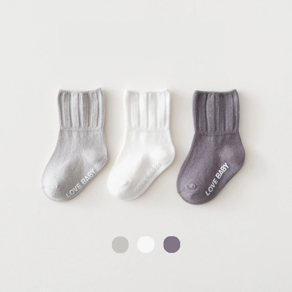 3 짝/몫/많은 어린이 양말 신생아 아기 Prewalker 겨울 솔리드 코튼 Skidproof 층 양말 가을 유아 소년 소녀 귀여운 양말 0-5Y - imagen 2