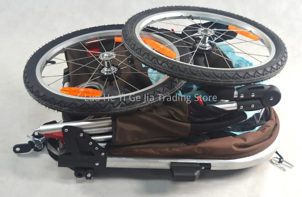 Remolque de bicicleta con rueda inflable de 20 pulgadas, remolque multideporte, cochecito de bebé/jogger con mango ajustable - imagen 3