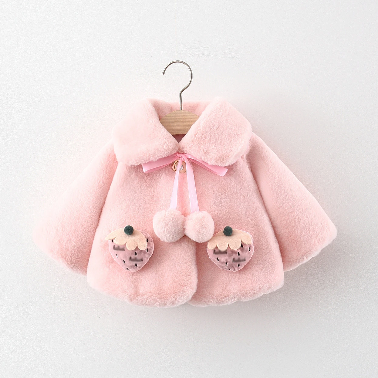 Abrigo de invierno con pelo para niñas recién nacidas - imagen 4