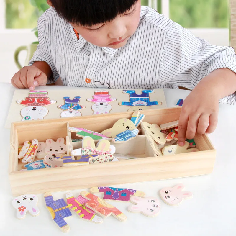 Rompecabezas de madera con conejo – Juguete educativo Montessori