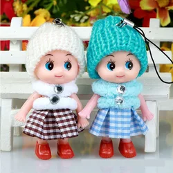 Muñecas miniatura 8 cm para niñas con falda felpa y colgante