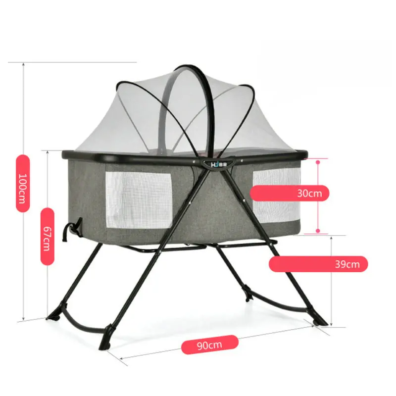 Cuna plegable para recién nacidos, can mitad tumbada, moisés de viaje con tienda extraíble, cama central portátil para guardería de bebé - imagen 4