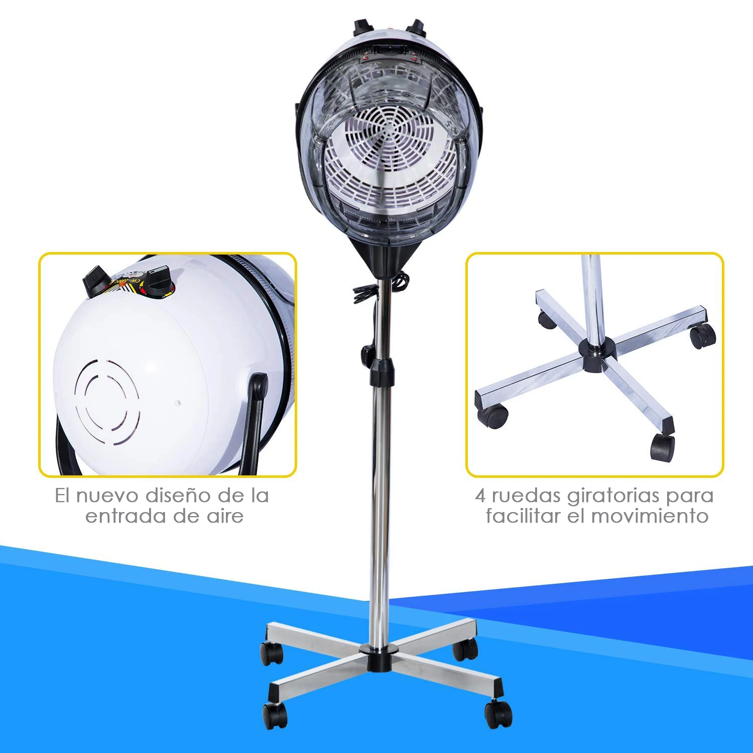 HOMCOM Campana Casco Secador de Pelo 1180W Secador de Peluqueria con Capucha y Tripode - imagen 5