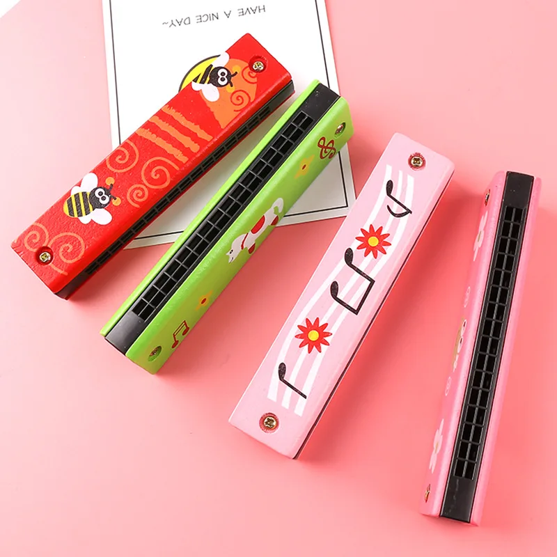 Armónica de 16 agujeros para niños, instrumento Musical educativo con patrón de dibujos animados, instrumento de viento, regalo Montessori - imagen 2