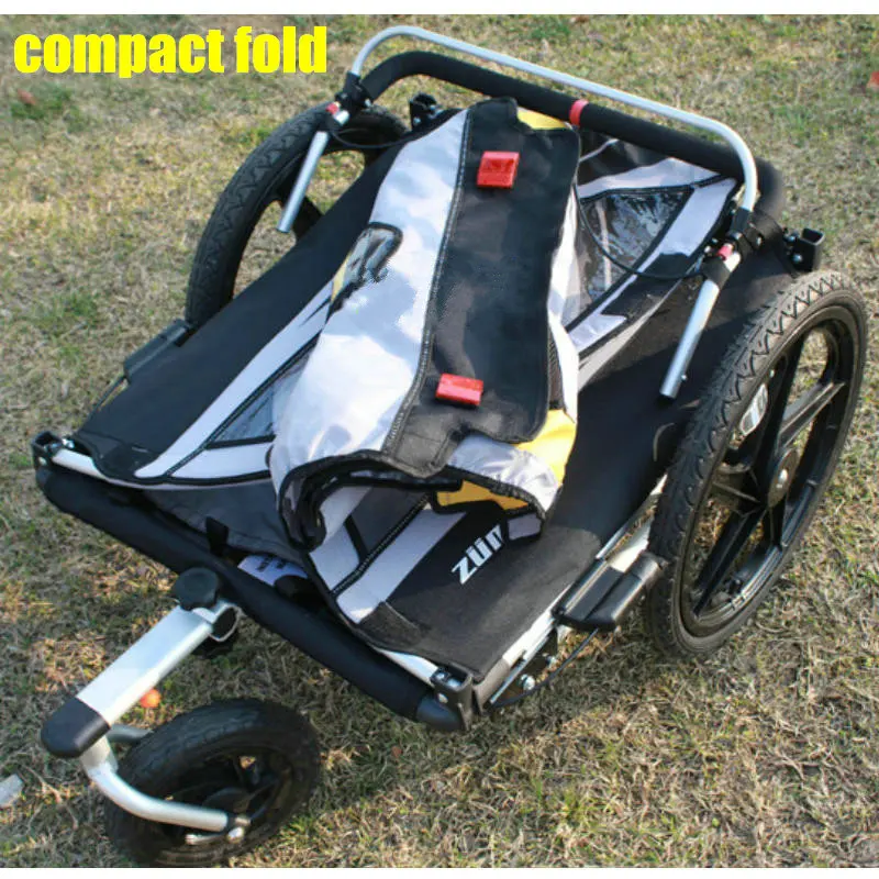 Rueda inflable de 20 pulgadas y marco de aleación de aluminio, remolque de bicicleta 2 en 1 para correr para bebé, cochecito fuerte a prueba de golpes con doble freno - imagen 5