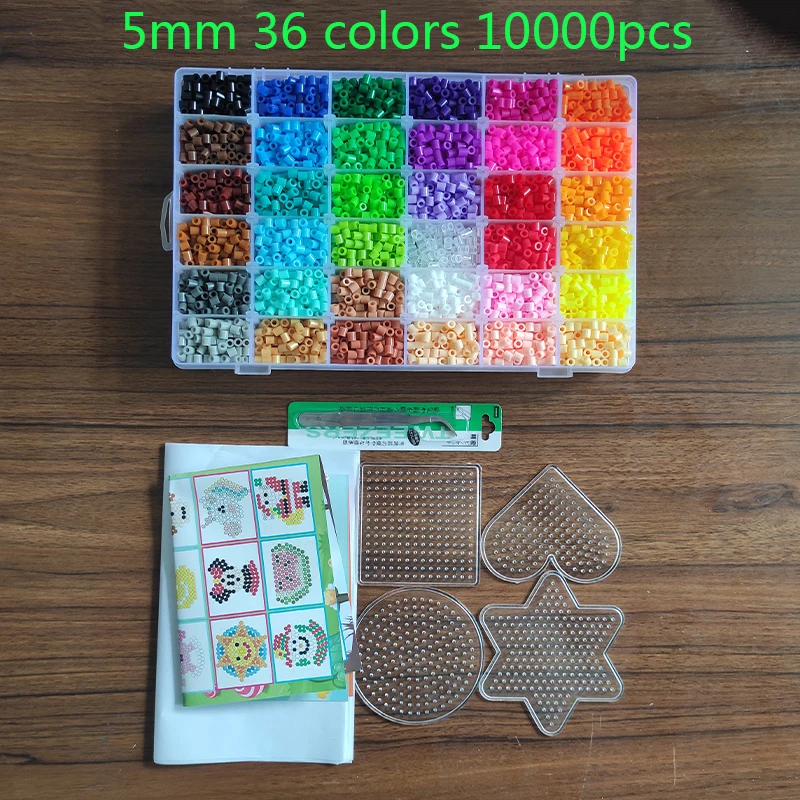Juego de caja de 72/48 colores, juguete de cuentas hama de 2,6/5mm perler, rompecabezas educativos 3D para niños, juguetes diy, cuentas fusibles, hojas de tablero de clavijas, papel de planchar - imagen 2