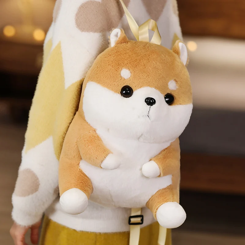 Mochila escolar de felpa Shiba Inu para niños