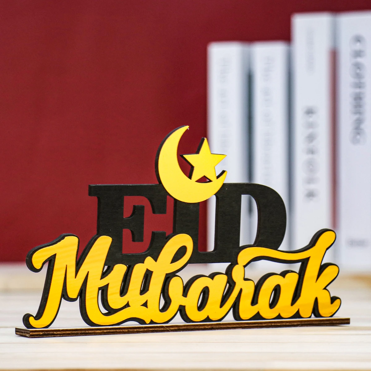 Luz colgante de madera para decoración del hogar, Luna, estrella, EID Mubarak, Ramadán, fiesta musulmana islámica, suministros Eid Al Adha Ramadán Kareem - imagen 5