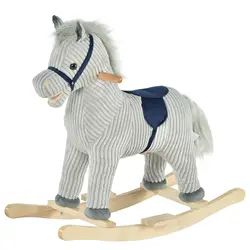 HOMCOM Caballito Balancín Infantil para Niños de +3 Años Caballo Mecedora de Felpa con Sonidos de Relincho y Galope 73x35x64 cm