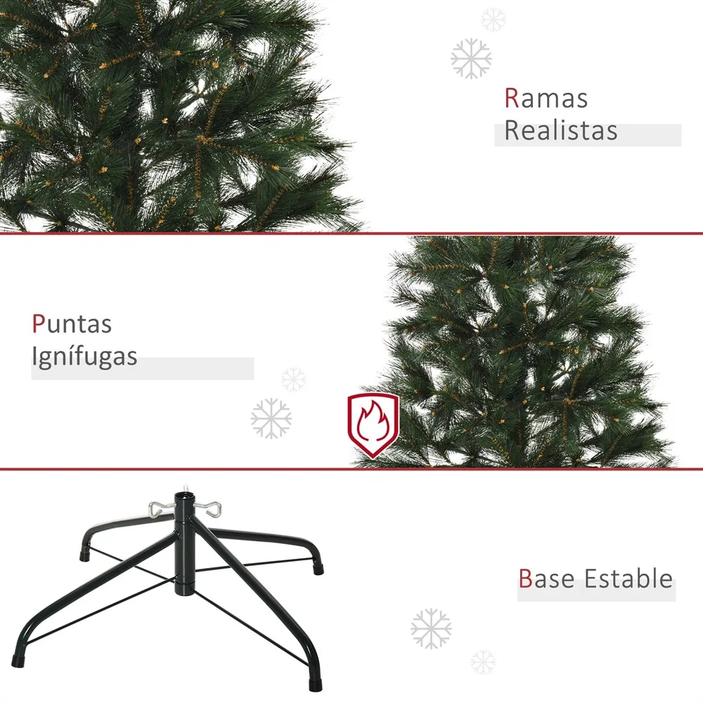 HOMCOM Árbol de Navidad con 219 Agujas de Pino de PVC Ignífugo Base Plegable y Soporte de Acero para Interiores Verde - imagen 4