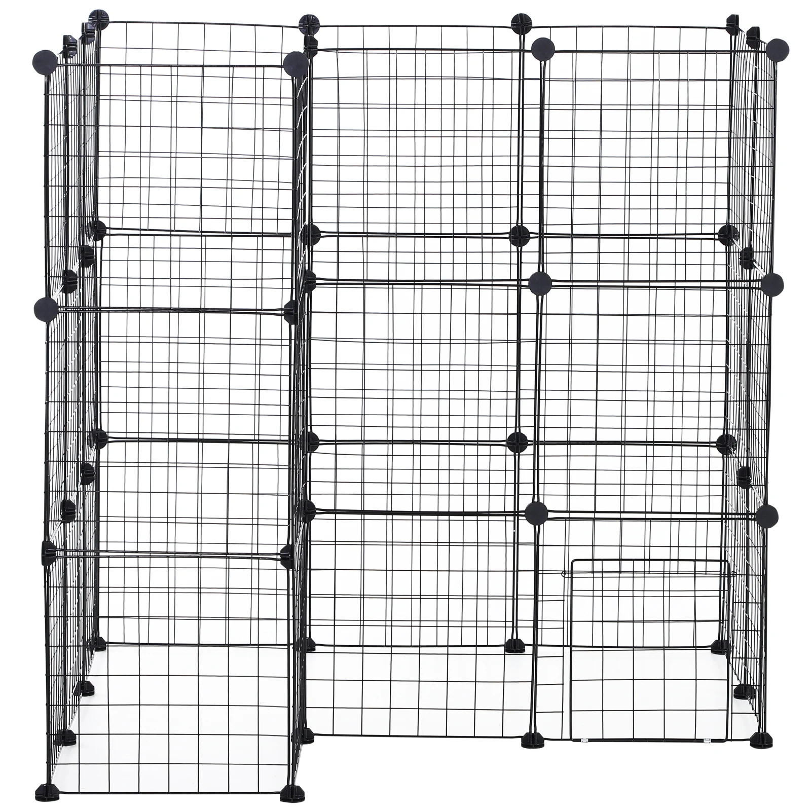 PawHut Valla Metálica para Mascotas Parque Metálica con 36 Paneles Animales Pequeños Desmontable Diseño DIY Negro 146x73x73cm