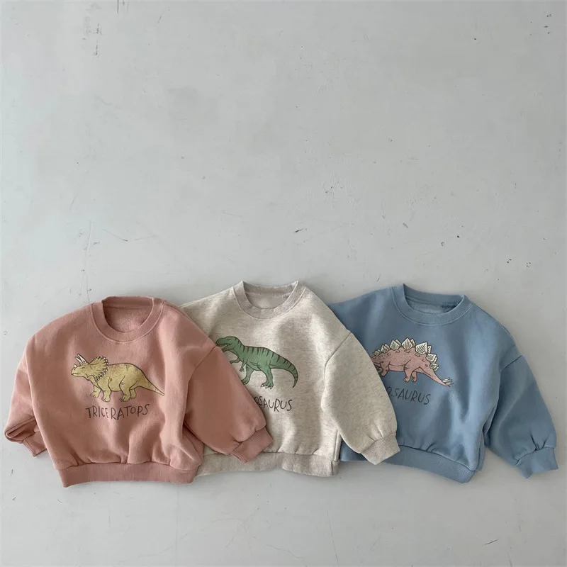 Otoño niños bebés niñas sudaderas con capucha Cool Dinosaur Plus polar niños jersey cómoda sudadera