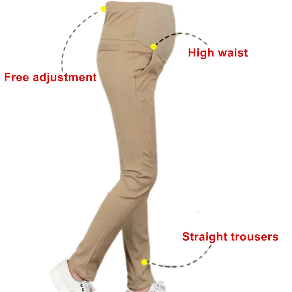 Pantalones de algodón de maternidad para mujeres embarazadas, cómodos Pantalones de embarazo, cintura elástica, Ropa de Pantalones Gestante - imagen 3