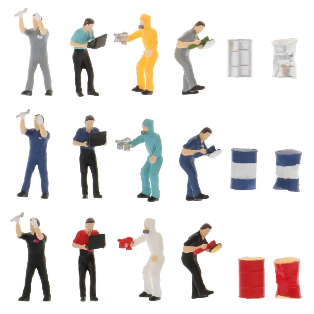 1Set 1/64 Hand Painted Model Tiny People Repairman Worker Character Doll Toys Building Scenery Accessory Table Decor