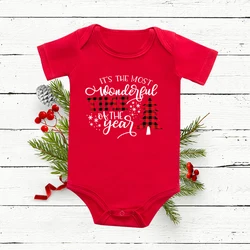 Pelele Navideño para bebé con ciervo y árbol estampados, rojo