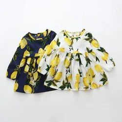 Vestido de algodón para niña con lunares y manga larga - a la moda