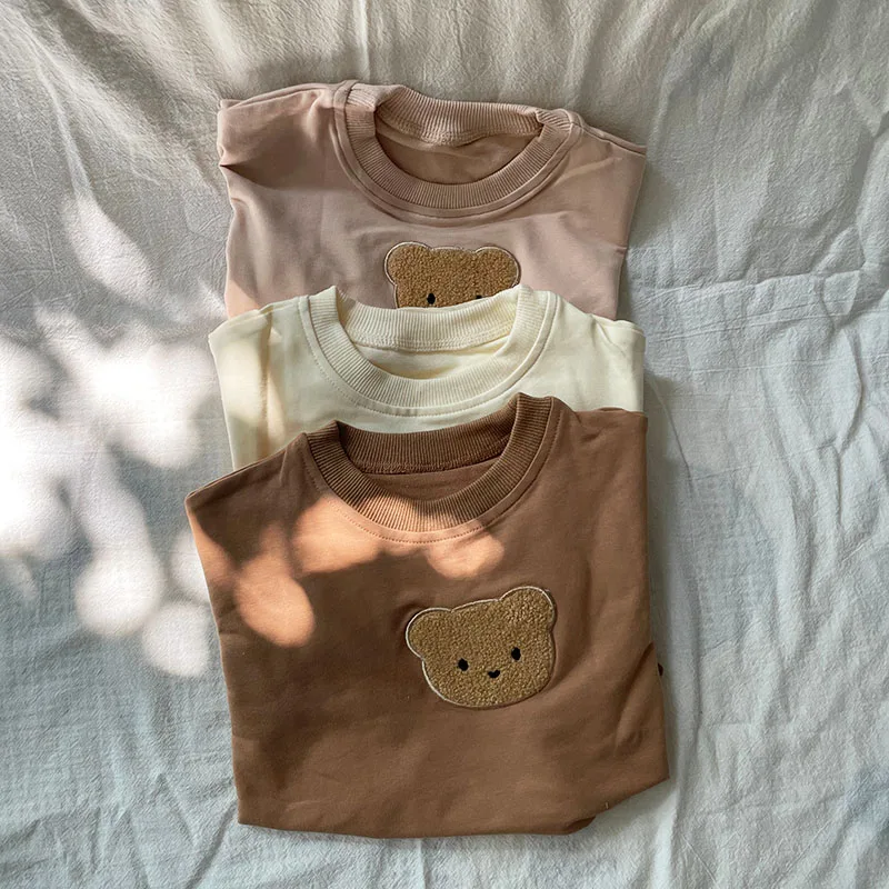 2025 sudadera de bebé de estilo japonés coreano lindo oso bordado cuello redondo otoño primavera ropa para niños pequeños 0-3 años - imagen 4