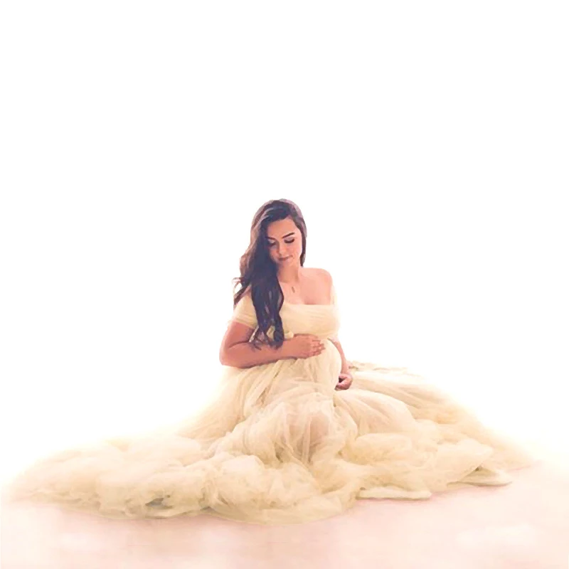 Vestido de maternidad de tul para sesión de fotos – Largo elegante - imagen 2