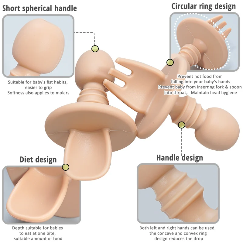 Juego de alimentación de silicona para niños, separación de ventosa, plato de cena, cuchara de silicona, aislamiento antideslizante, novedad de 2024 - imagen 5