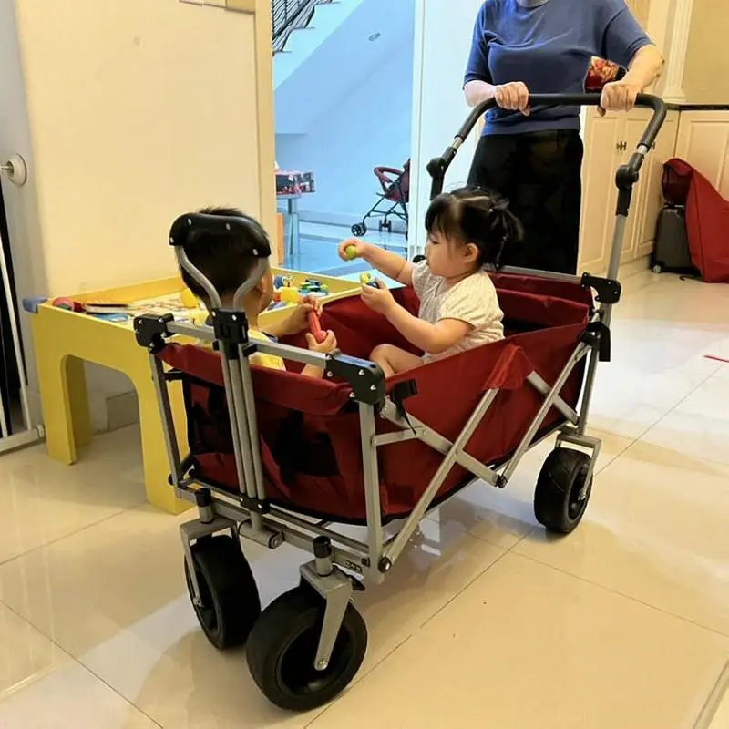 Carro de comestibles extendido plegable, carro de playa de utilidad resistente al aire libre con ruedas anchas para todo terreno - imagen 3