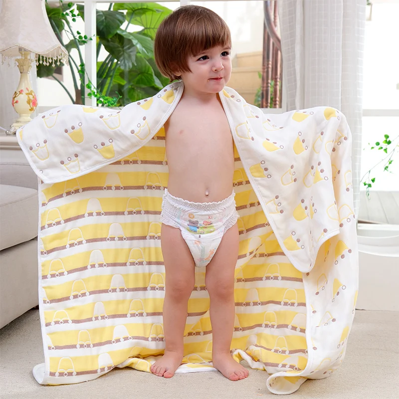 Mantas de muselina para bebés, edredón suave de algodón de gasa de 6 capas para niños, toalla envolvente para recién nacidos, Toalla de baño para niños de 110x110cm - imagen 5