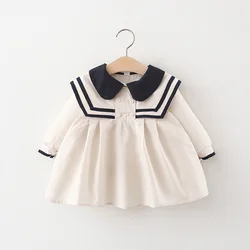 Vestido de algodón manga larga para niña, primavera y otoño