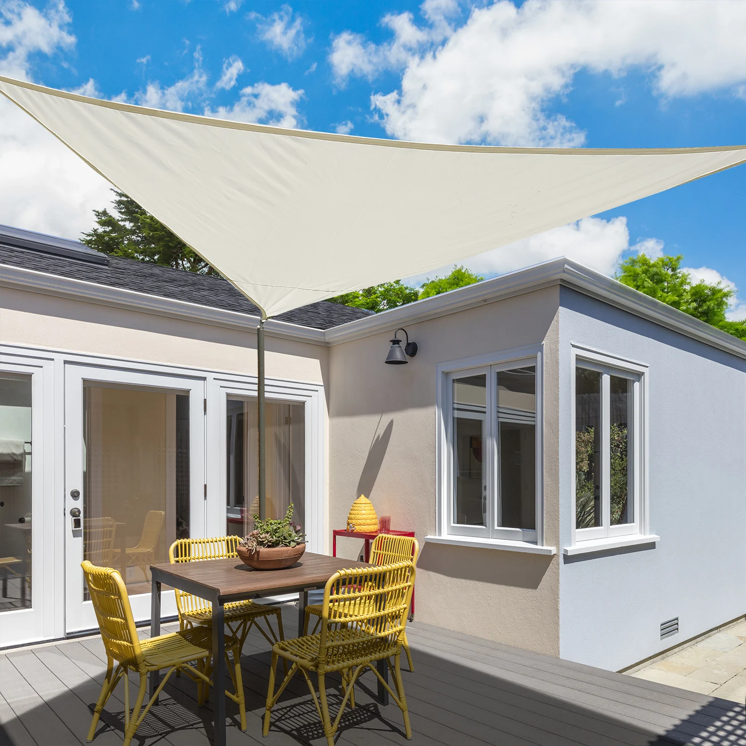 Outsunny Toldo Vela Triangular 6x6x6m Vela de Sombra para Terraza Jardín Camping Resistente al Agua Protección UV Poliéster - imagen 3