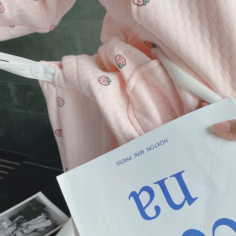 Pijama de lactancia en algodón acolchado cálido para otoño e invierno - imagen 3