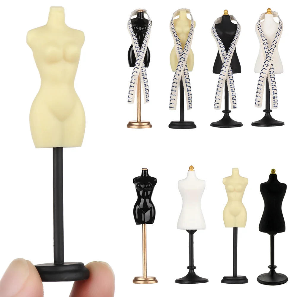 Mini juego de regla de maniquí para casa de muñecas, vestido de noche, simulación de modelo humanoide, accesorios en miniatura, juguetes para niños, 1/12